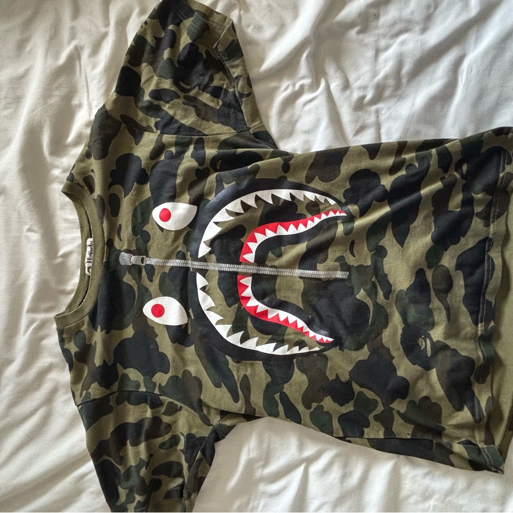 Bape Camo Shark Tee - Green and Black